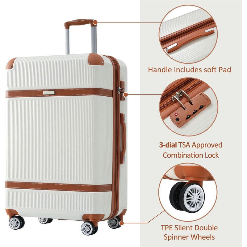 Hardshell Luggage Sets 3 Piece double spinner 8 wheels Suitcase with TSA Lock Lightweight 20"24"28"