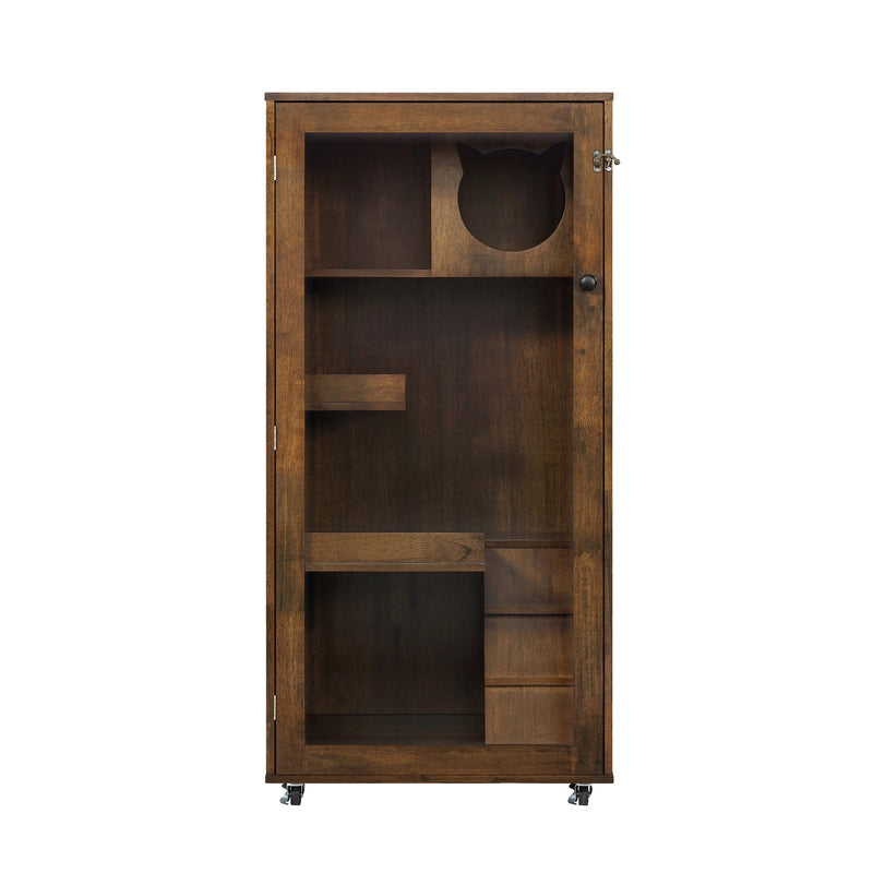 Basia Indoor Rubber Wood Cat Cabinet, photo 5 of 10
