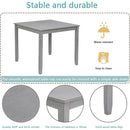 5 Piece Modern Dining Set, Square Wooden Dining Table with 4 Upholstered Chairs for Kitchen, Dining Room, Gray