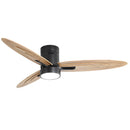 Flush Mount Ceiling Fan With Light and Remote Control, 3 Blades, Reversible DC Motor - Black by HouseOfZazla