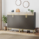 4 Tier Entryway Shoe Cabinet With Doors - Gray / Gold by HouseOfZazla