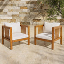Set of 2 Outdoor Acacia Wood Club Chairs with Modern Square Arms by HouseOfZazla