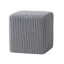 Chabani - Indoor Modern Knitted Fabric Cube Pouf Ottoman - Light Gray by HouseOfZazla