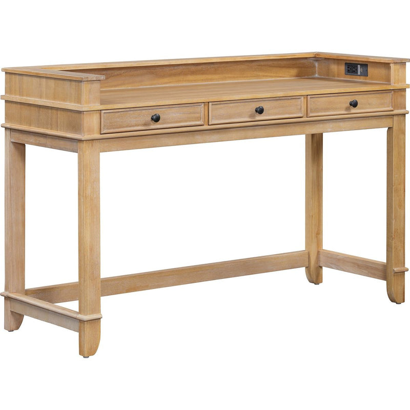 TREXM 4-Piece Dining Table Set for 3, Retro Kitchen Table and Chairs Set with 3 Storage Drawers, Ideal for Small Spaces (Natural)