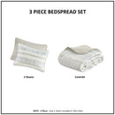 3 Piece Seersucker Quilt Set Taupe Blue King Cal King