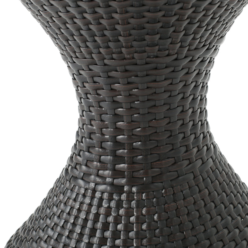 Outdoor 16-Inch Multi-Brown Wicker Hourglass Side Table, photo 5 of 8