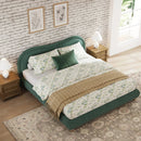 King Size Upholstered Platform Bed Frame with Rounded Corners by HouseOfZazla
