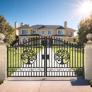14x8 ft Steel Dual Swing Driveway Gate with Wider Goalposts