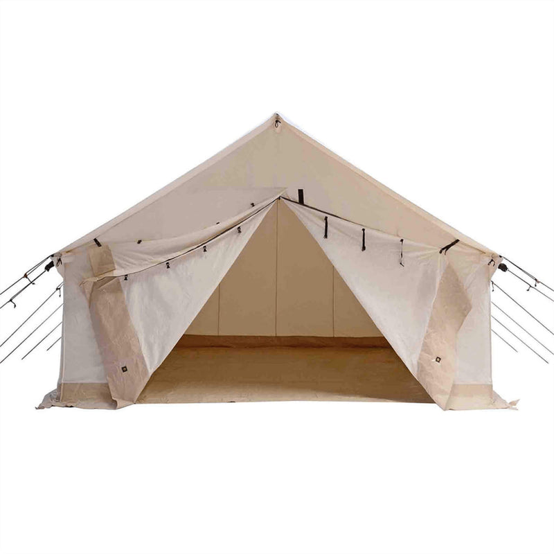 [14x16FT] White Duck Alpha Wall Tent With Heavy-Duty Frame And Bug Mesh Windows (SAK73214)