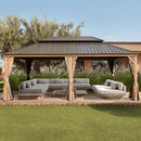 [14X24FT] Alora Heavy-Duty Aluminum Galvanized Steel Double Roof Hardtop Gazebo With Netting And Curtains (SAK41853)