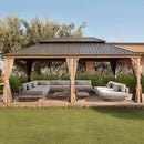 [14X24FT] Alora Heavy-Duty Aluminum Galvanized Steel Double Roof Hardtop Gazebo With Netting And Curtains (SAK41853) by SAKSBY.com