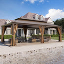 [14X24FT] Alora Heavy-Duty Aluminum Galvanized Steel Double Roof Hardtop Gazebo With Netting And Curtains (SAK41853) by SAKSBY.com