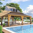 [14X24FT] Alora Heavy-Duty Aluminum Galvanized Steel Double Roof Hardtop Gazebo With Netting And Curtains (SAK41853) by SAKSBY.com