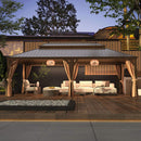 [14X24FT] Alora Heavy-Duty Aluminum Galvanized Steel Double Roof Hardtop Gazebo With Netting And Curtains (SAK41853) by SAKSBY.com