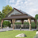 [14X24FT] Alora Heavy-Duty Aluminum Galvanized Steel Double Roof Hardtop Gazebo With Netting And Curtains (SAK41853) by SAKSBY.com