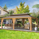[14X24FT] Alora Heavy-Duty Aluminum Galvanized Steel Double Roof Hardtop Gazebo With Netting And Curtains (SAK41853) by SAKSBY.com
