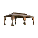 [14X24FT] Alora Heavy-Duty Aluminum Galvanized Steel Double Roof Hardtop Gazebo With Netting And Curtains (SAK41853) by SAKSBY.com