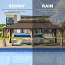 [14X24FT] Alora Heavy-Duty Aluminum Galvanized Steel Double Roof Hardtop Gazebo With Netting And Curtains (SAK41853) by SAKSBY.com