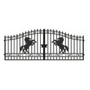 14x8 ft Steel Dual Swing Driveway Gate with Horse Pattern