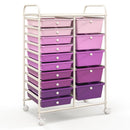15-Drawer Utility Rolling Cart with Drawers Multi-Use Storage-Icecream Multicolor