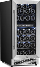 15 Inch Wine Cooler Refrigerator with Stainless Steel Double-Layer Tempered Glass Door W4888S