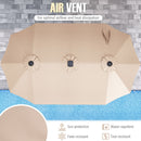 15.5 FT Extra-Large Patio Umbrella with LED Solar Lights and Crank Handle-Beige