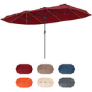 15.5 FT Extra-Large Patio Umbrella with LED Solar Lights and Crank Handle by LJGDeals