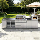 Blazon 150-Inch 4-Burner 108K BTU Outdoor Kitchen Island With Pizza Oven, Rotisserie & Refrigerator (SAK36412) by SAKSBY WHOLESALE