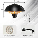 Electric Patio Heater 1500W Hanging Halogen IPX4 Waterproof by DirectDeals