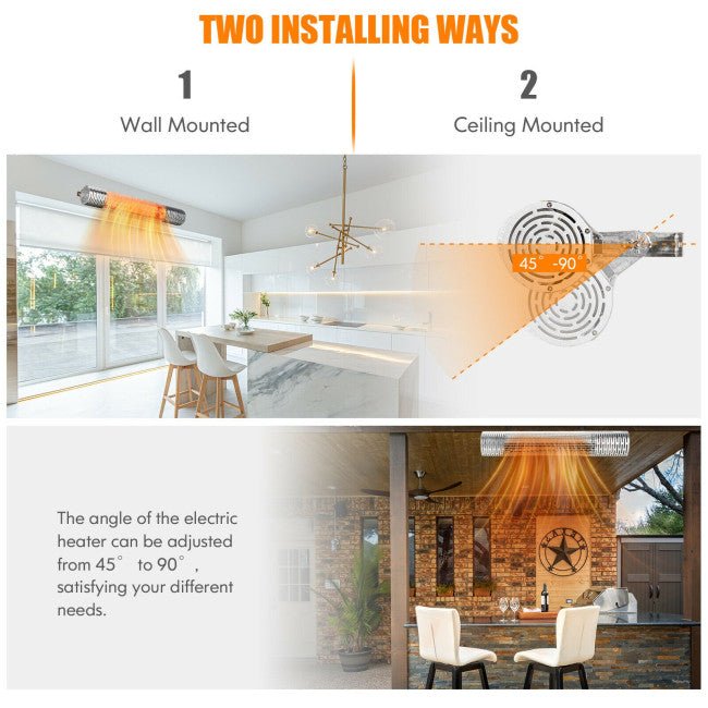 1500W Electric Indoor/Outdoor Waterproof Infrared Patio Heater W/ 2 Power Settings (91826957)