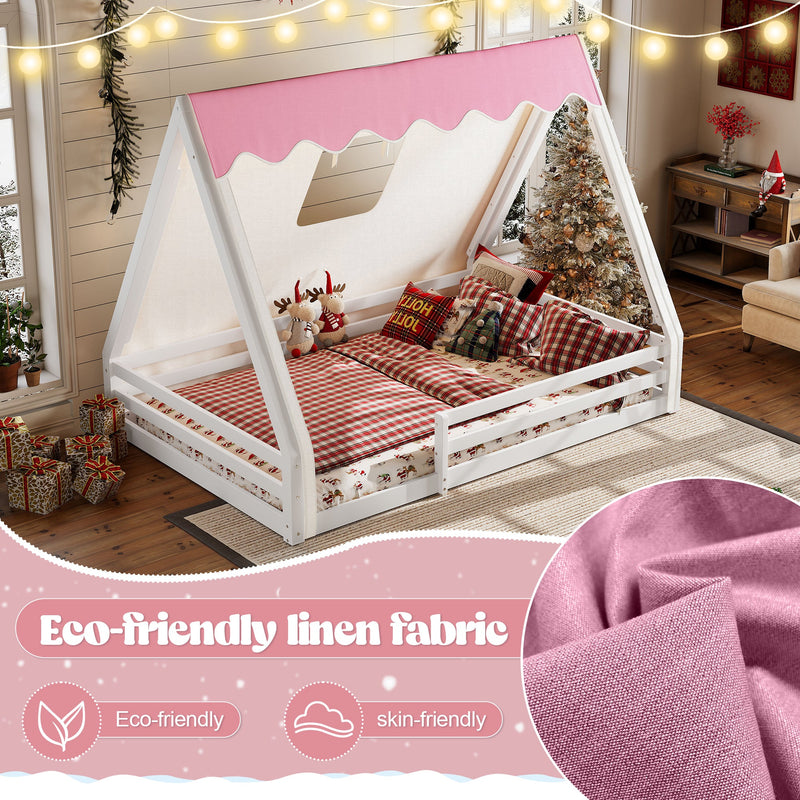 Full Size House Floor Bed with Tent and Light, photo 6 of 10