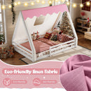 Full Size House Floor Bed with Tent and Light