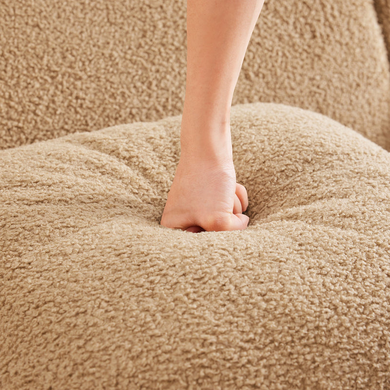 Armless Sofa With Pillow Teddy Fabric - Camel, photo 5 of 7
