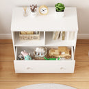 Toy Storage Organizer With Large Drawer And Low Bookshelf For Nursery & Playroom - White by HouseOfZazla