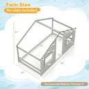 Twin Size House Bed with LED Lights Montessori Slat-free Floor Bed by LJGDeals