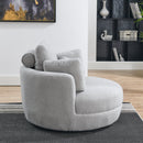 39" W Oversized Swivel Chair with moon storage ottoman for Living Room, Modern Accent Round Loveseat Circle Swivel Barrel Chairs for Bedroom Cuddle Sofa Chair Lounger Armchair, 4 Pillows, Teddy Fabric
