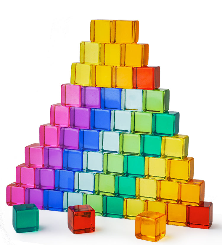 100 Pcs Rainbow Translucent Lucite Cubes Set with Storage Tray, photo 2 of 8