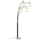 Marcos - Hanging Crystal Arc Tree Floor Lamp With Sculptural Frame - Black by HouseOfZazla