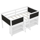 Low Loft Bed With Movable Shelves And Ladder, Decorative Chalkboard Guardrail by HouseOfZazla