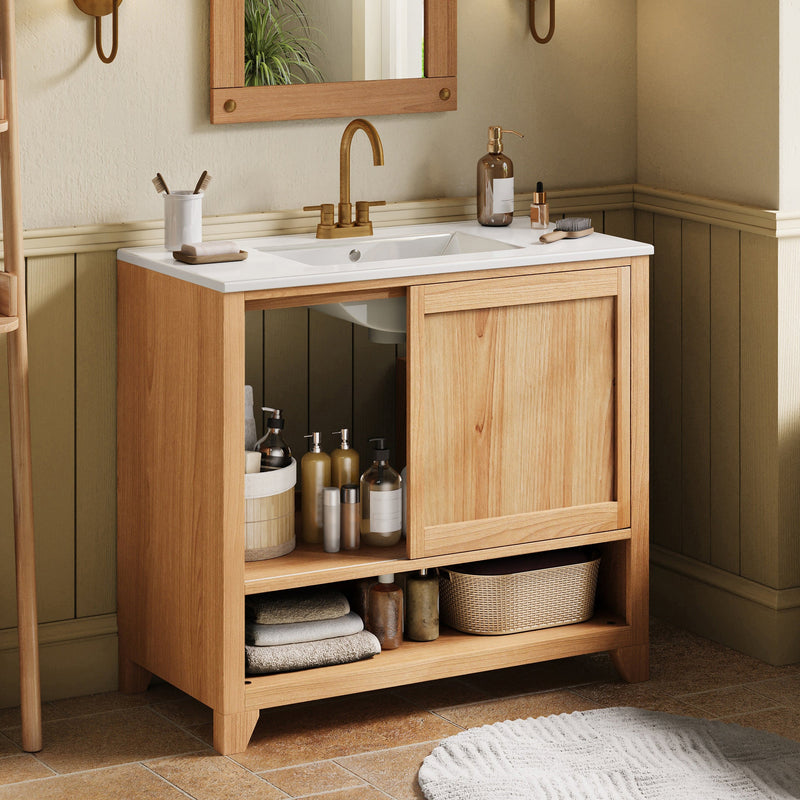36" Bathroom Vanity with Ceramic Sink, photo 4 of 10