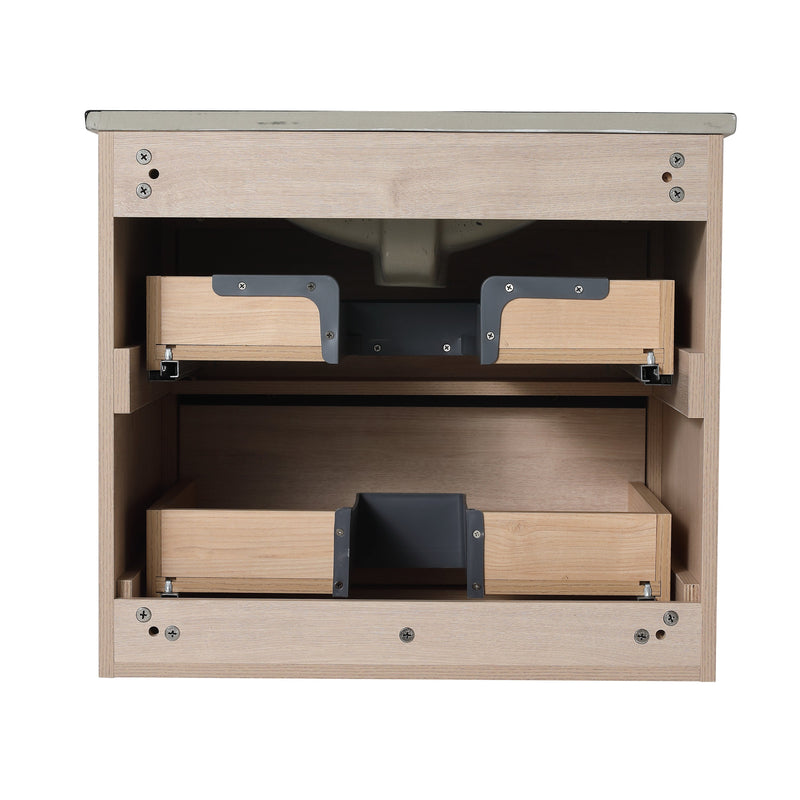 24" Bathroom Vanity, With Black Ceramic Sink And 2 Soft Close Drawers (BLO-G-BL9060BK)W1286S