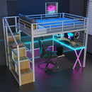 Loft Bed With Built In Work Station, Wardrobe, Storage Staircase And LED by HouseOfZazla