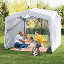 Pop up Canopy Tent wiht 4 Sidewalls Mesh Netting Wheeled Bag-White by LJGDeals