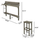 3-Piece Balcony Bar Set with Bottom Shelf Table and 2 Stools, Grey Finish by Montret