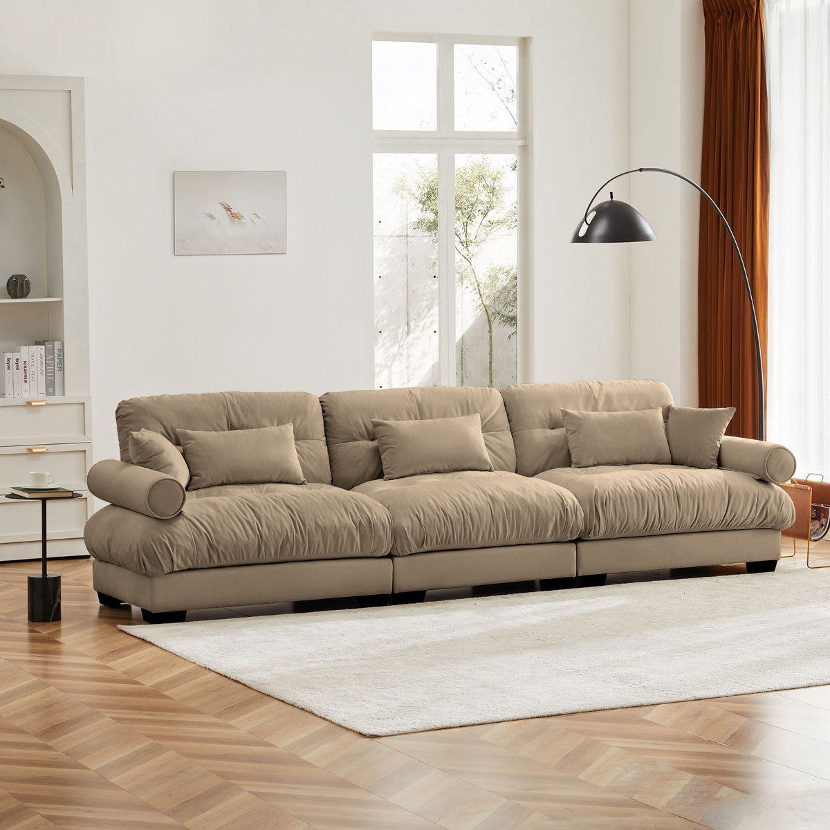 Modern Oversize Sofa With Cloud Like Comfort, Featuring Waist And Throw Pillows, photo 11 of 28