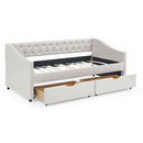 Upholstered Tufted Daybed With 2 Drawers, Waved Arms by HouseOfZazla