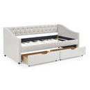 Upholstered Tufted Daybed With 2 Drawers, Waved Arms by Unique Piece Furniture
