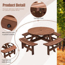 8 Person Wooden Picnic Table Outdoor Camping Dining Table with Seat by HouseOfZazla