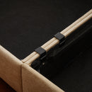 Modern Stylish Camel Chenille 2-Seater Sofa with Ottoman Storage and Cylindrical Backrest