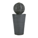31.5" Tall Striped Column Fountain With LED Light Design For Outdoor Spaces - Gray by HouseOfZazla